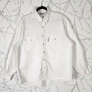 Markus D White 100% Cotton Pearl Snap Western Shirt